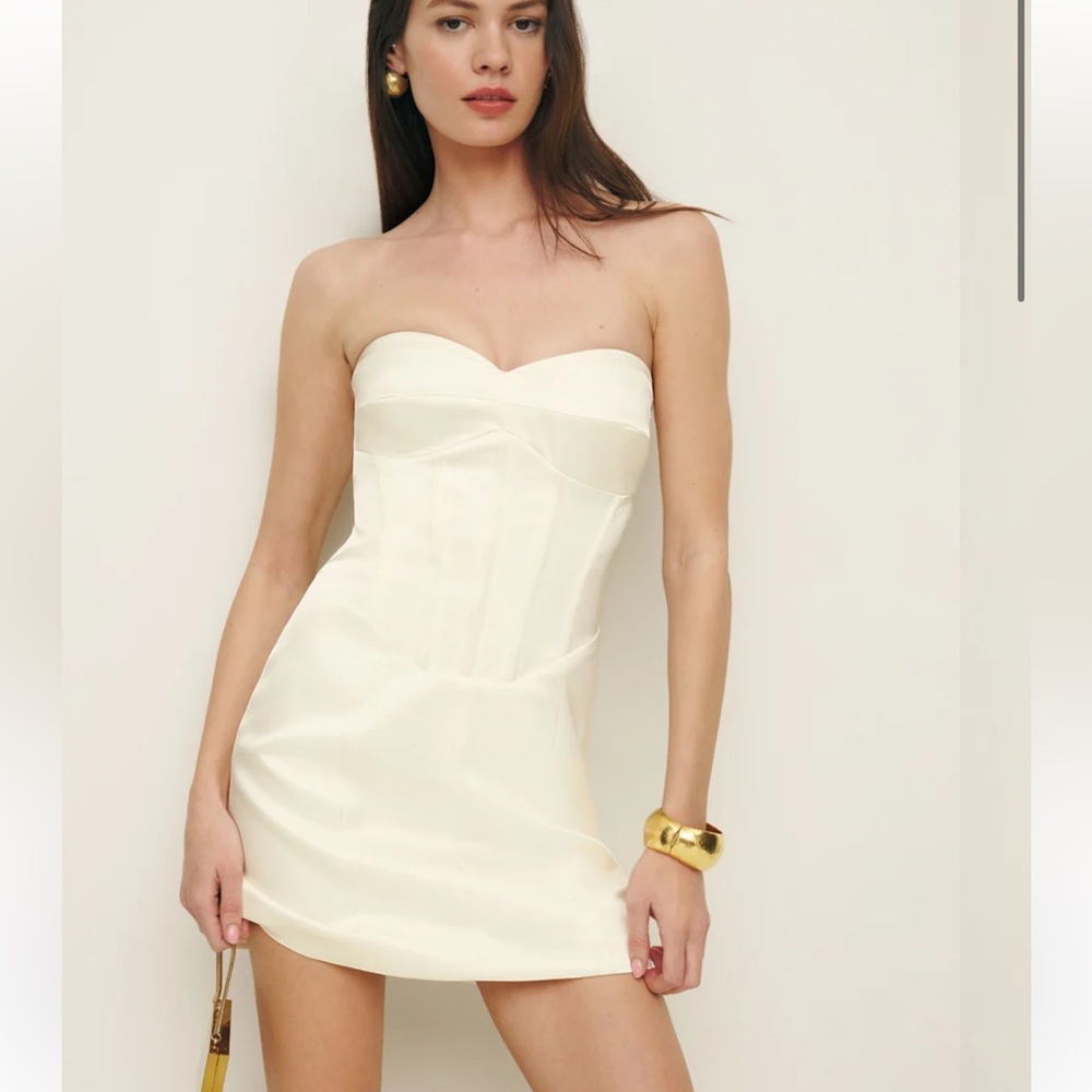 Reformation Strapless Pacie Satin Dress